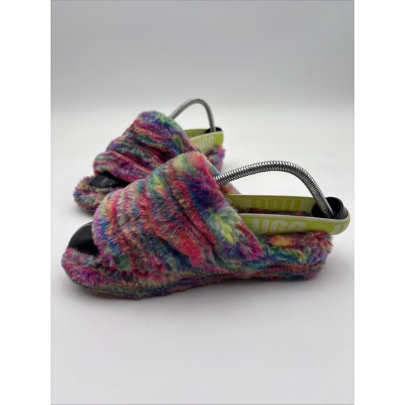 UGG Fluff Yeah Pixelate Women's Size 7 Multicolor 1125007  slides slippers - Picture 2 of 7
